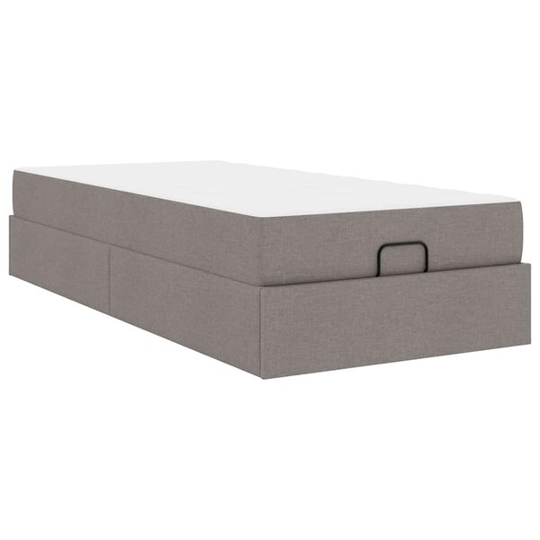 vidaXL Cadre de lit avec matelas Taupe 90 x 190 cm tissu