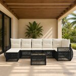 vidaXL Ensemble de canapé de jardin 8 pc Noir et blanc crème polyrotin
