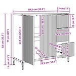 vidaXL Buffet Gris béton 89 5 x 33 x 82 cm Bois d'ingénierie