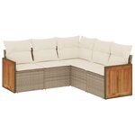 vidaXL Salon de jardin avec coussins 5 Pièces beige résine tressée