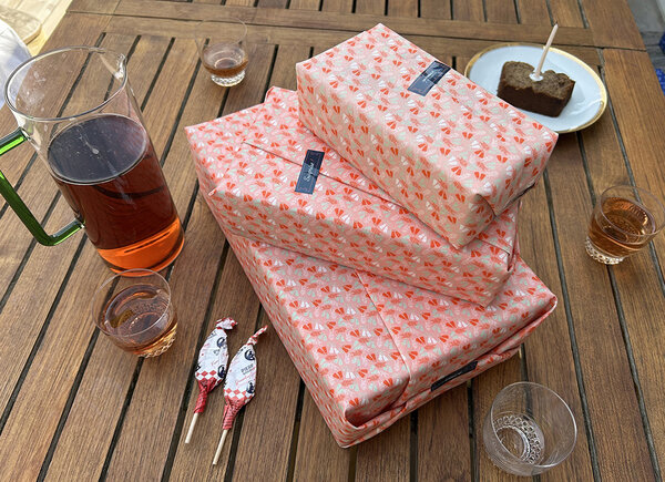 Trio feuilles cadeaux réutilisables Orange Hendaye