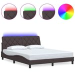 vidaXL Cadre de lit avec LED sans matelas marron foncé 160x200cm tissu