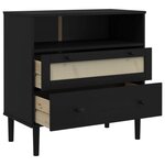 vidaXL Buffet SENJA aspect rotin noir 80x40x80 cm bois massif de pin