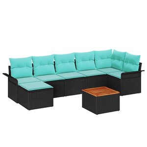 vidaXL Ensemble de canapé de jardin 8 Pièces Noir et turquoise