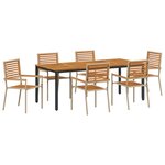 vidaXL Ensemble de salle à manger de jardin 7 pièces Beige Poly Rattan Acacia