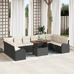 Set de Canapé de Jardin vidaXL en 11 Pièces avec Coussins Noir Rattan Poly