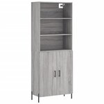 vidaXL Buffet haut Sonoma gris 69 5x34x180 cm Bois d'ingénierie
