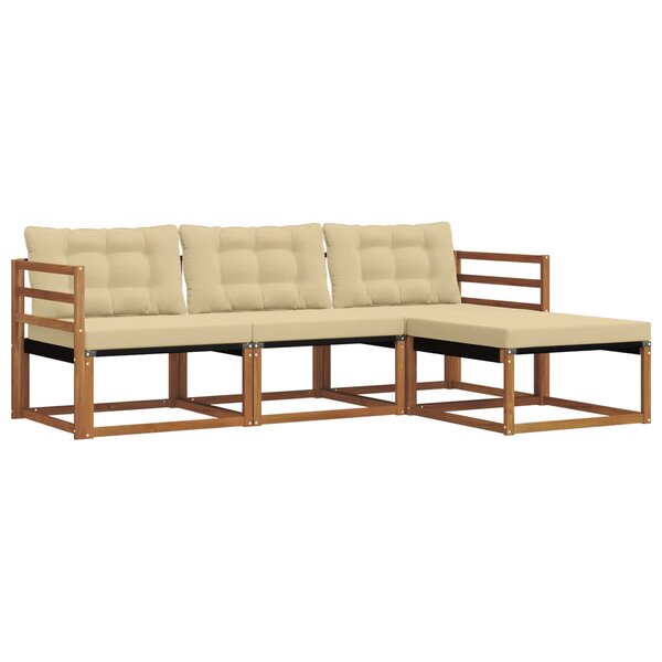 vidaXL Ensemble de canapés d'extérieur 4 Pièces Naturel et Beige