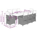 vidaXL Ensemble à manger de jardin et coussins 9 Pièces mélange beige