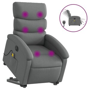vidaXL Fauteuil inclinable de massage électrique Gris foncé Tissu