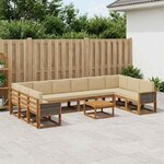 vidaXL Ensemble de canapés d'extérieur 11 Pièces Naturel et Beige
