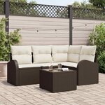 vidaXL Ensemble de canapé de jardin 5 Pièces Marron Poly rotin
