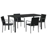 vidaXL Ensemble de salle à manger pour jardin 5 Pièces Noir et gris