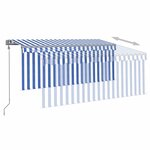 vidaXL Auvent rétractable automatique avec store 3x2 5 m Bleu et blanc