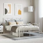 vidaXL Cadre de lit métal sans matelas et pied de lit blanc 120x200 cm