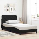 vidaXL Cadre de lit avec LED sans matelas noir 100x200 cm tissu