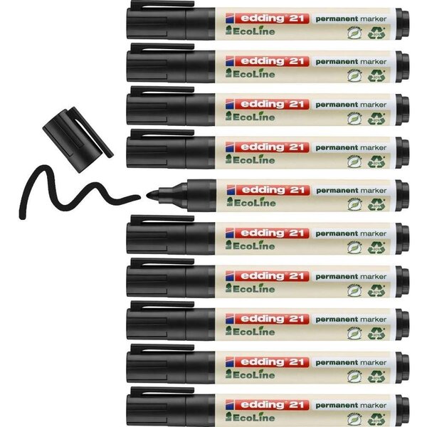 Marqueur Permanent 21 Ecoline noir 1 5-3 mm x 10 EDDING