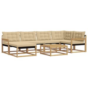 vidaXL Ensemble de canapés d'extérieur 7 Pièces Blanc et Beige