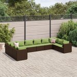 vidaXL Salon de jardin 10 Pièces avec coussins marron résine tressée