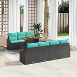 vidaXL Ensemble de salle à manger pour jardin 8 Pièces Noir et Sarcelle
