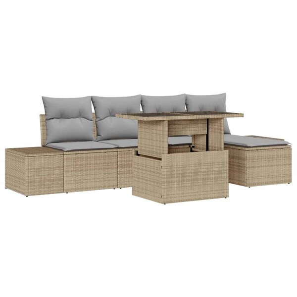 vidaXL Ensemble de canapé de jardin 6 Pièces beige et gris clair