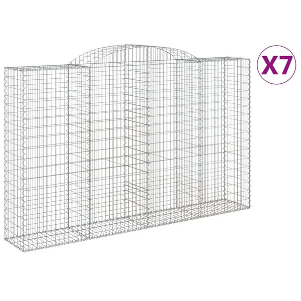 vidaXL Paniers à gabions arqués 7 Pièces 300x50x180/200 cm fer galvanisé