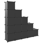 vidaXL Cubes de rangement 15 Pièces avec portes Noir PP