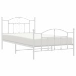 vidaXL Cadre de lit métal sans matelas et pied de lit blanc 107x203 cm
