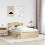 vidaXL Cadre de lit avec tête de lit Sonoma 120 x 200 cm Pin massif