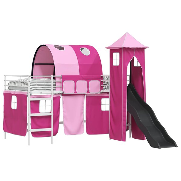 vidaXL Cadre de lit superposé pour enfants Blanc et rose 90 x 200 cm