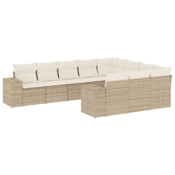 vidaXL Salon de jardin avec coussins 10 Pièces beige résine tressée
