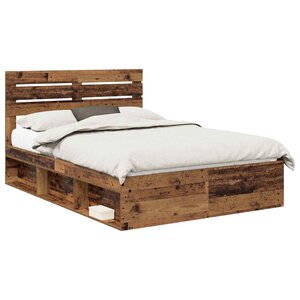 vidaXL Cadre de lit Bois ancien 140 x 190 cm Pin massif