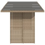 vidaXL Table de jardin dessus en verre beige 190x80x74 cm