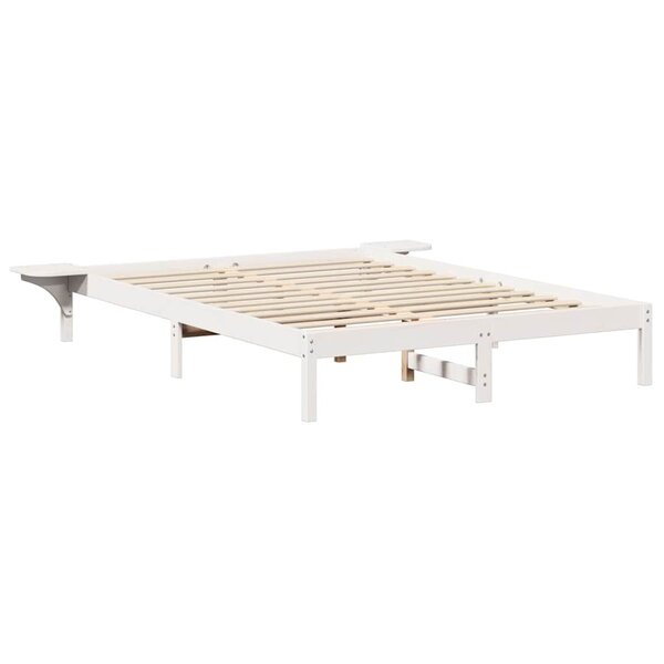 vidaXL Cadre de lit avec tables de chevet Blanc Blanc
