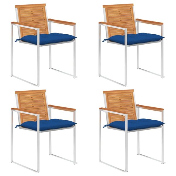 vidaXL Chaises de jardin 4 Pièces avec coussins Bois d'acacia massif
