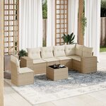 vidaXL Salon de jardin avec coussins 7 Pièces beige résine tressée