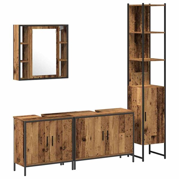 vidaXL Ensemble de mobilier de salle de bain avec étagère 4 Pièces Marron