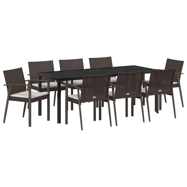 vidaXL Ensemble de salle à manger pour jardin 9 pc Marron et Noir