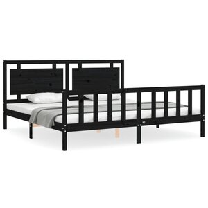vidaXL Cadre de lit sans matelas noir 200x200 cm bois massif de pin