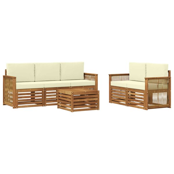 vidaXL Ensemble de canapés d'extérieur 6 pc Naturel et Crème