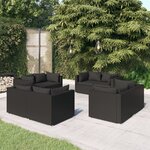 vidaXL Salon de jardin 8 Pièces avec coussins Résine tressée Noir