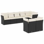 vidaXL Salon de jardin 8 Pièces avec coussins noir résine tressée