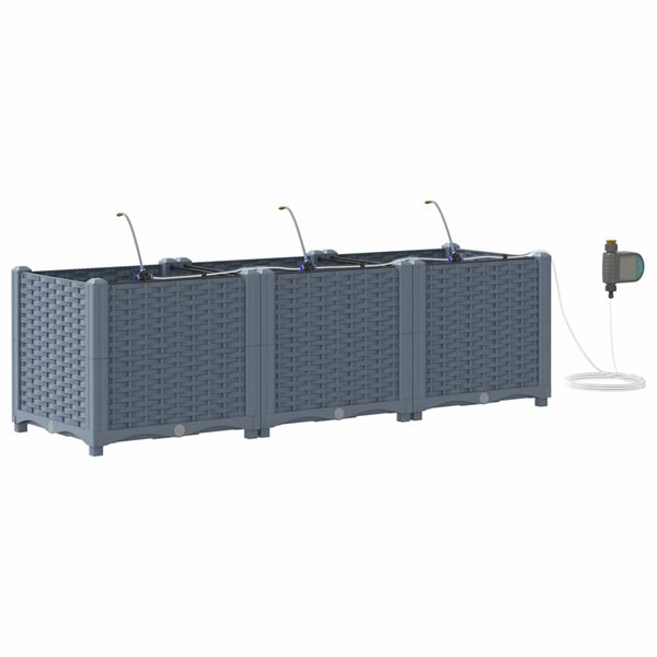 vidaXL Cache-pot de jardin 3 Pièces Gris Clair Acier