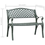 vidaXL Banc de jardin 102 cm Aluminium coulé Vert