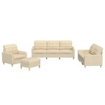 vidaXL Ensemble de canapés 4 Pièces avec coussins Crème Tissu