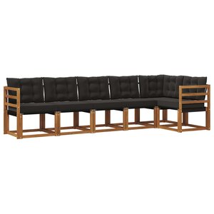 vidaXL Ensemble de canapés d'extérieur 6 Pièces Naturel et Noir