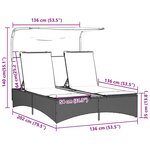vidaXL Chaise longue double et auvent et coussins mélange beige rotin