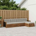 vidaXL Ensemble de canapés d'extérieur 5 Pièces Naturel et gris clair