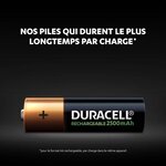 Duracell Piles Rechargeables AA 2500 mAh, lot de 4 piles