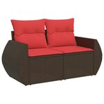 vidaXL Salon de jardin 4 Pièces avec coussins marron résine tressée